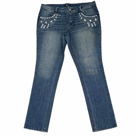 Allen B. By Allen Schwartz Denim - Allen B rhinestone pocket jeans size 15 Y2K glam denim
